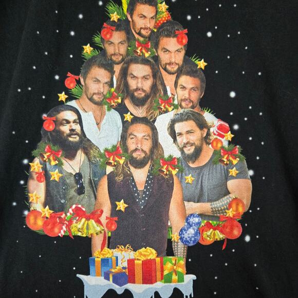 Jason Mamoa Aqua Man Christmas Tree Holiday Funny Shirt Tshirt Mens Large 0737 - Picture 2 of 8